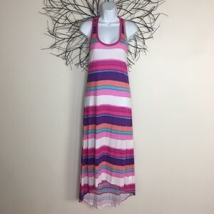 Splendid hi low maxi dress racerback pink stripe